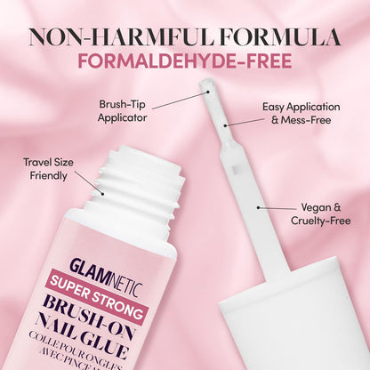 Super Strong Brush on Nail Glue | Brush Tip Applicator, Mess Free, Travel Friend