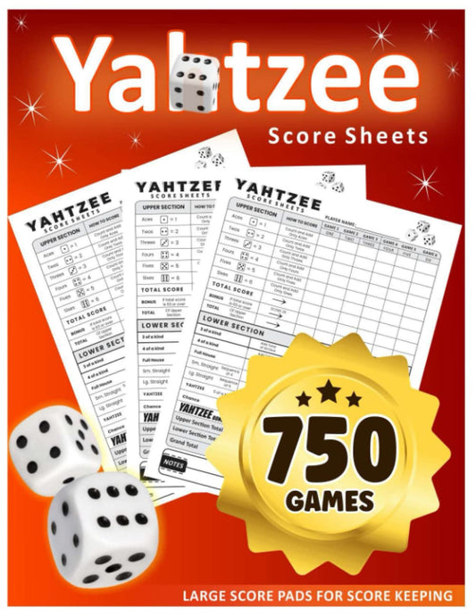 Yatzee Score Pads: Large Print Score Book with Size 8.5 X 11 Inches for Scorekee