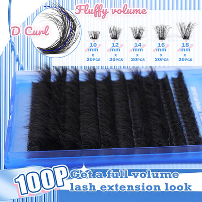Thick Lash Extension Kit Full Lash Clusters 100P Eyelash Extension Kit DIY Lash