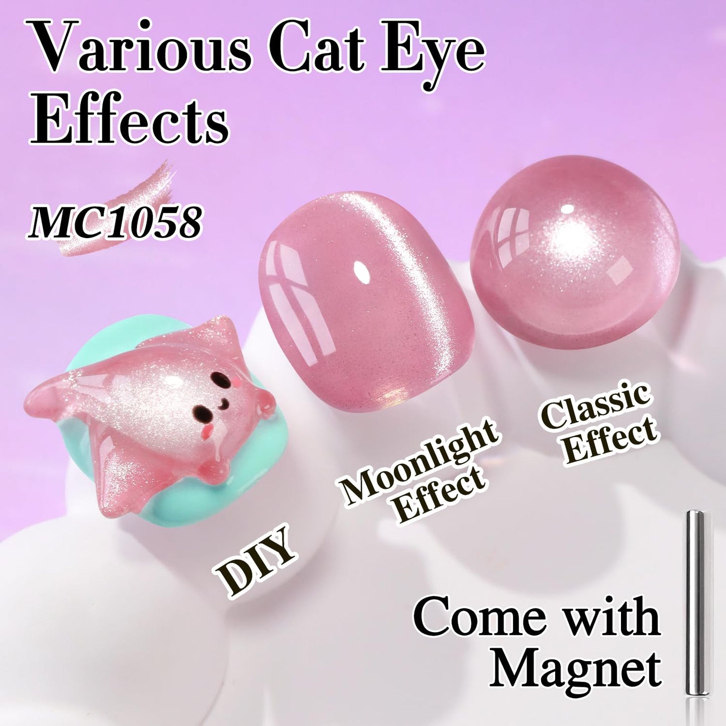 0.5 OZ Cat Eye Gel Polish with Magnet 15ML Holographic Glitter Shimmer Transluce