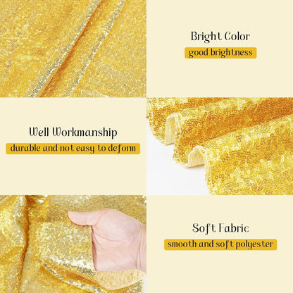 120" round Sequin Tablecloth, Thick Not See through Gold Table Cloth for Wedding