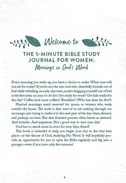The 5-Minute Bible Study Journal for Women: Mornings in God'S Word