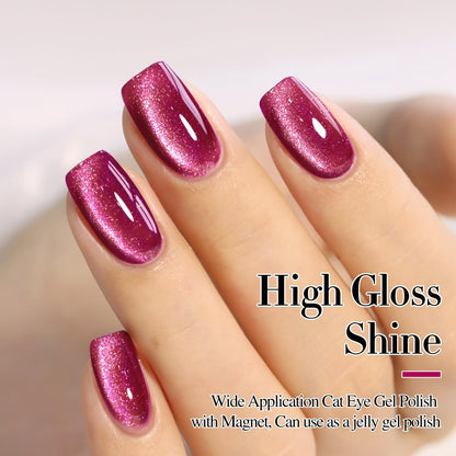 0.5 OZ Cat Eye Gel Polish with Magnet 15ML Holographic Glitter Shimmer Transluce