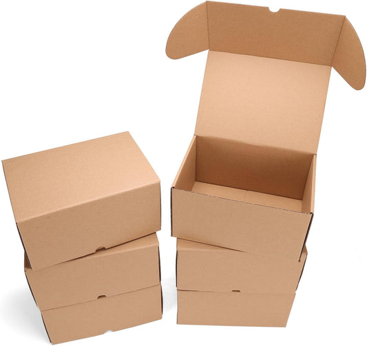 10X7X5 Shipping Boxes Set of 6, Medium Cardboard Boxes with Arch Opening, Brown