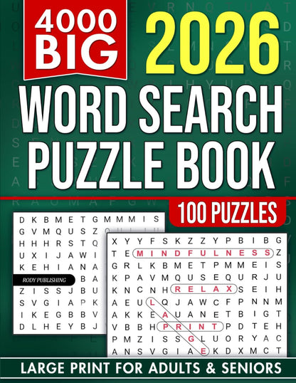 4000 Big Word Search Book for Adults and Seniors with 100 Puzzles: Large Print W