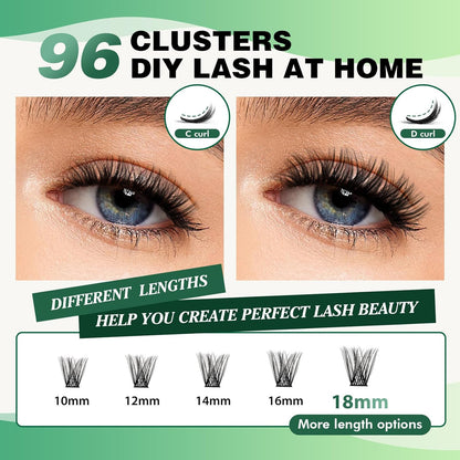 Volume Wispy Lash Extension 96Pcs Individual Lashes D Curl 14Mm Soft&Comfortable