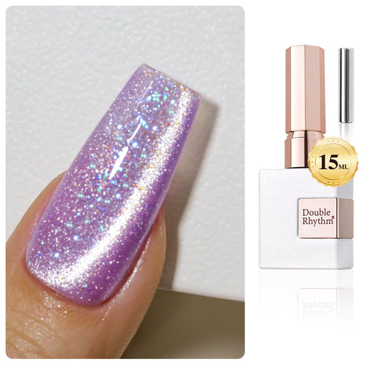 0.5 OZ Cat Eye Gel Polish with Magnet 15ML Holographic Glitter Shimmer Transluce