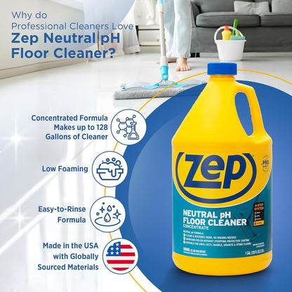 Neutral PH Industrial Floor Cleaner - 1 Gallon - ZUNEUT128 - Concentrated Pro Tr