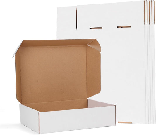 6 Pack 12X9X3 Shipping Boxes, White Corrugated Cardboard Boxes for Packaging Sma