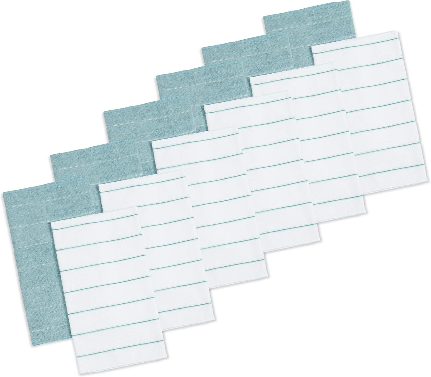 the Clean Store 79289 Microfiber Kitchen Towels, Topaz/White, 15"X25", 12 Pack