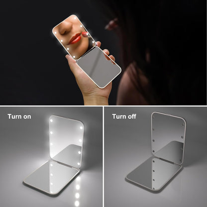 Wheat Straw Compact Mirror, 1X/3X Magnification, Lighted, Folding, Portable, Eco