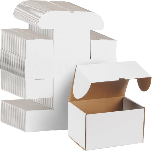 50 Pack 7X5X4 Shipping Boxes for Small Business Packing, White Corrugated Cardbo