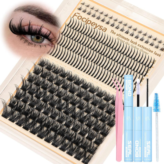 Volume Eyelash Clusters Kit with Spike Lash Cluster Bottom Individual Lash Exten