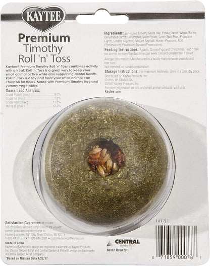 Timothy Roll 'N' Toss Toy and Treat for Pet Rabbits, Guinea Pigs, and Chinchilla