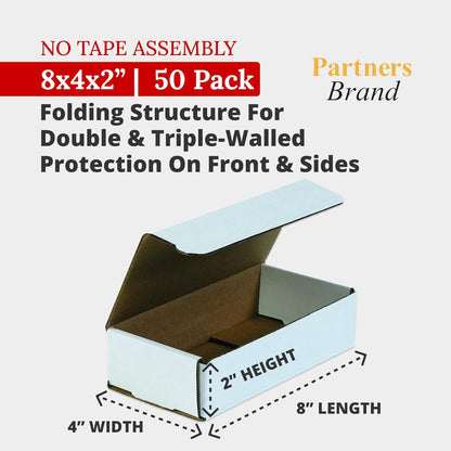 8X4X2 Corrugated Cardboard Boxes, 8"L X 4"W X 2"H, Pack of 50 | Shipping, Packag