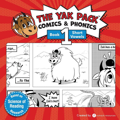 The Yak Pack: Comics & Phonics: Book 1: Learn to Read Decodable Short Vowel Word
