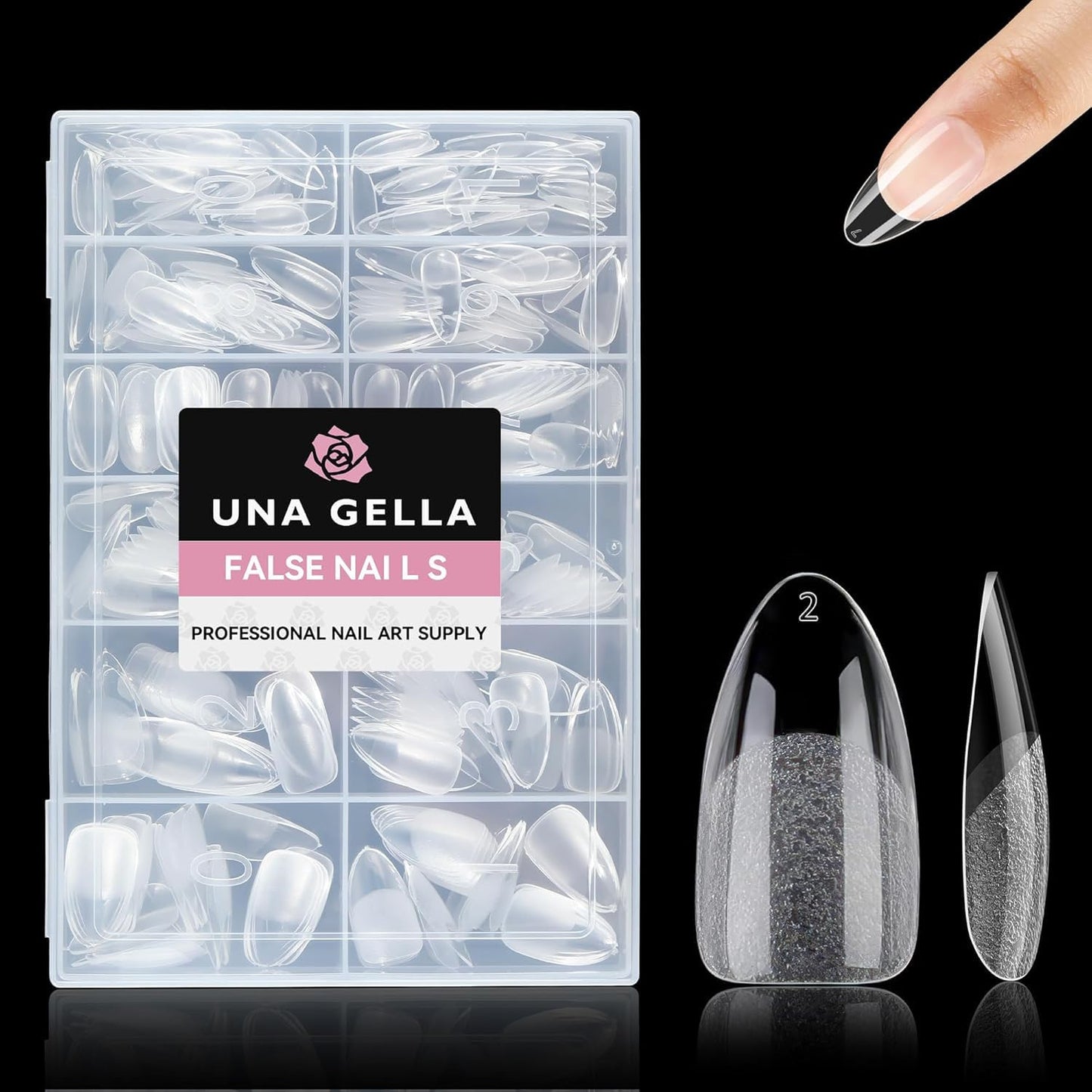 Almond Gel Nail Tips, 312Pcs Medium Almond Fake Nails Tips Shape Pre Etched Full