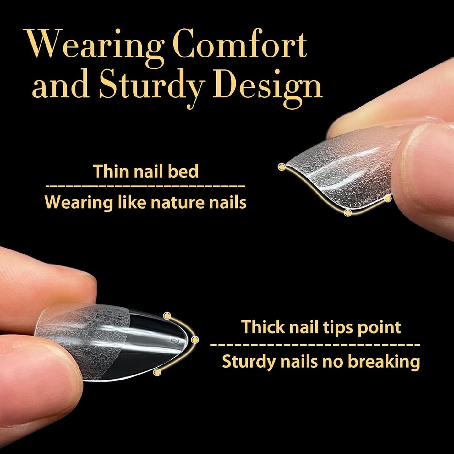 Almond Gel Nail Tips, 312Pcs Medium Almond Fake Nails Tips Shape Pre Etched Full