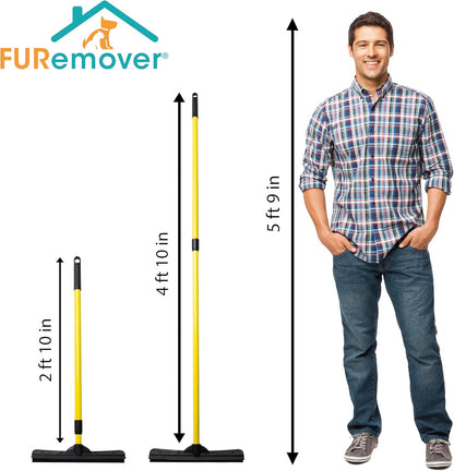 Original Pet Hair Rubber Broom with Squeegee, with 58" Telescopic Handle for Car
