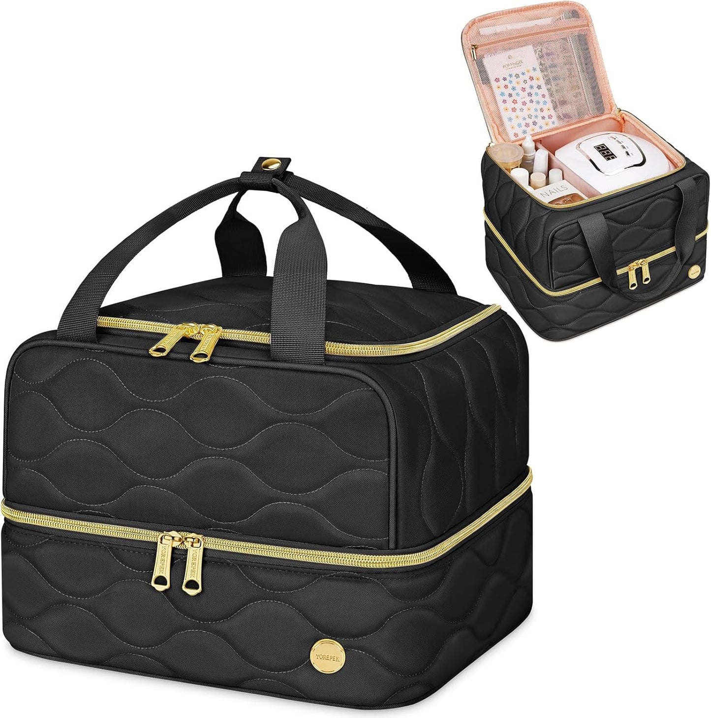 Nail Polish Organizer Holds 42+ Bottles (15Ml/0.5 Fl.Oz), 2-Layer Nail Travel Ca