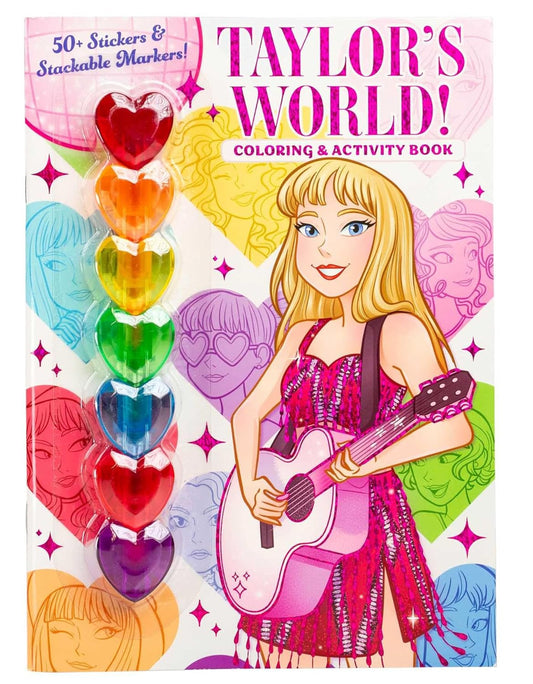 Taylor'S World: Coloring and Activity Book with 7 Heart-Shaped Stackable Markers