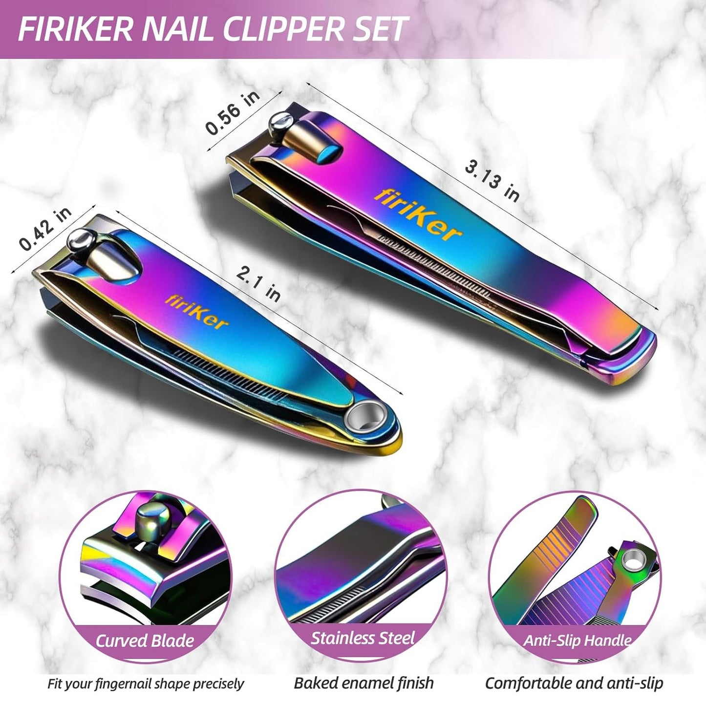 Nail Clipper Set, Sturdy Stainless Steel Fingernails & Toenails Clippers & Nail