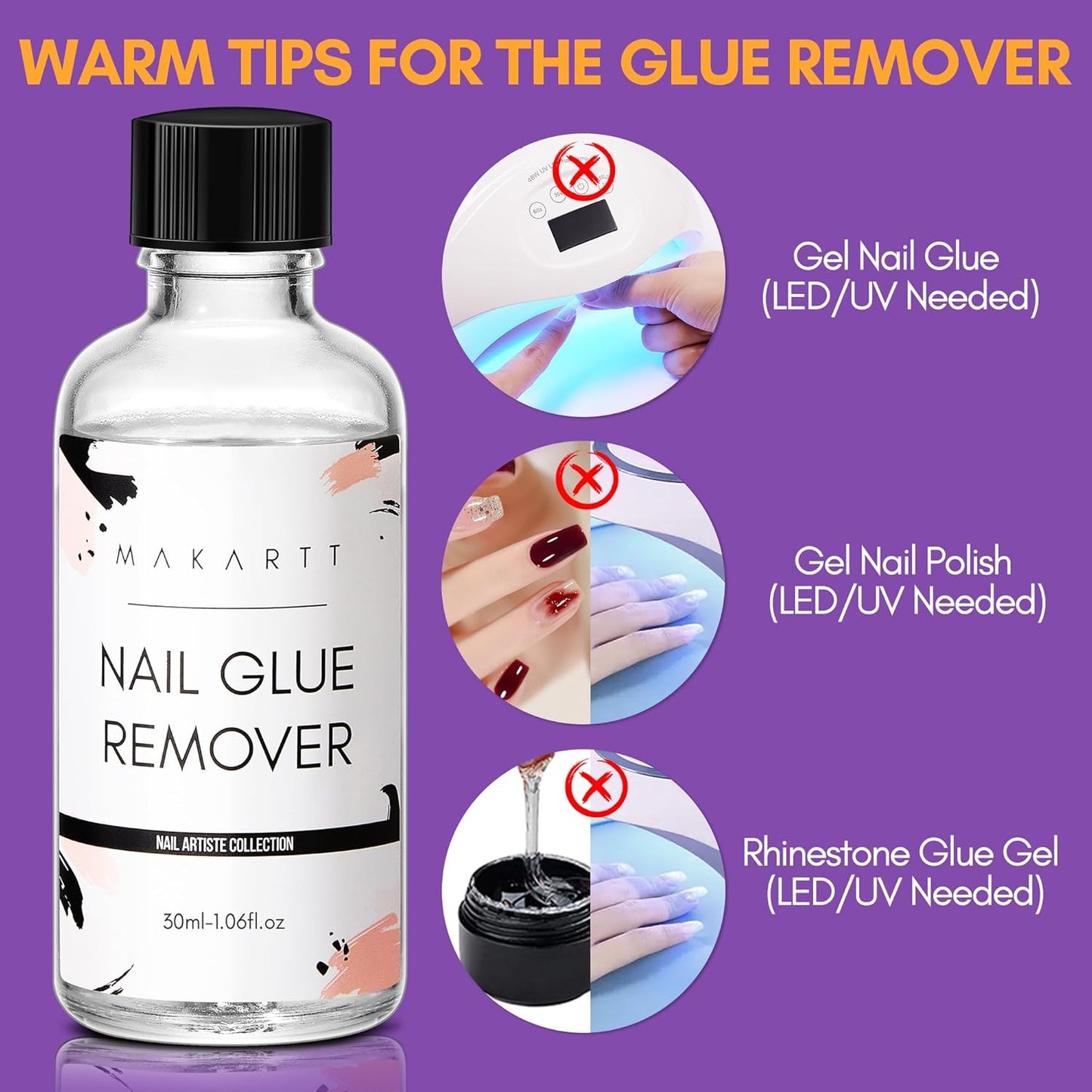 Nail Glue Remover for Press on Nails - 30ML Glueoff Easy Removal Versatile Debon