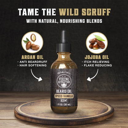 Spiced Vanilla Beard Oil for Men - Natural Mens Beard Oil with Argan and Jojoba