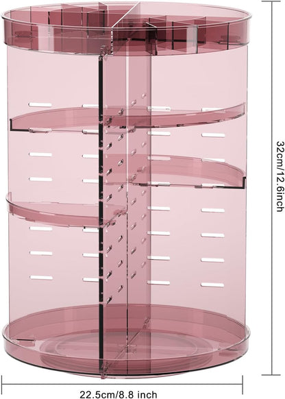 360 Rotating Makeup Organizer with Lipstick Slots, 8 Adjustable Layers Spinning