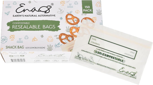 100% Compostable Food Storage Bags [Snack 300 Pack] Eco-Friendly Freezer Bags, R