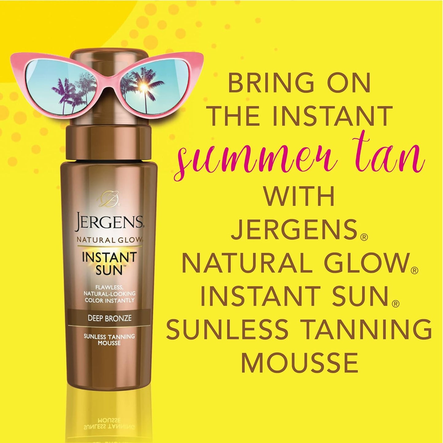 Natural Glow Instant Sun Body Mousse, Self Tanner for Deep Bronze Tan, Sunless T