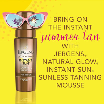 Natural Glow Instant Sun Body Mousse, Self Tanner for Deep Bronze Tan, Sunless T