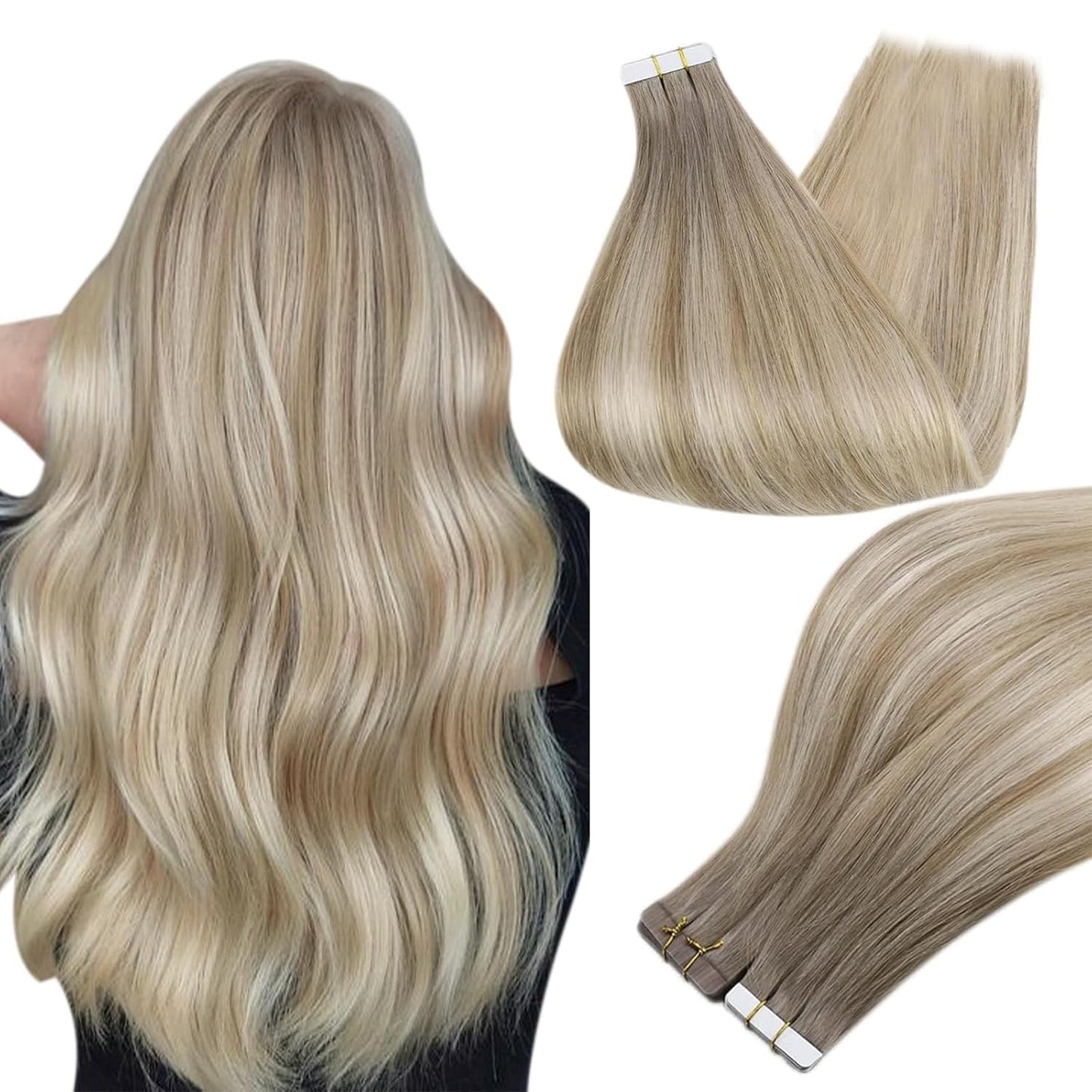 Tape in Hair Extensions 20Inch Tape in Extensions Color 19/8/60 Grey Fading to A