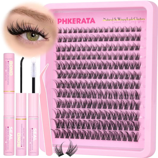 Wispy Lash Clusters Kit Natural Lash Extension Kit 192 Pcs Cluster Eyelash Exten
