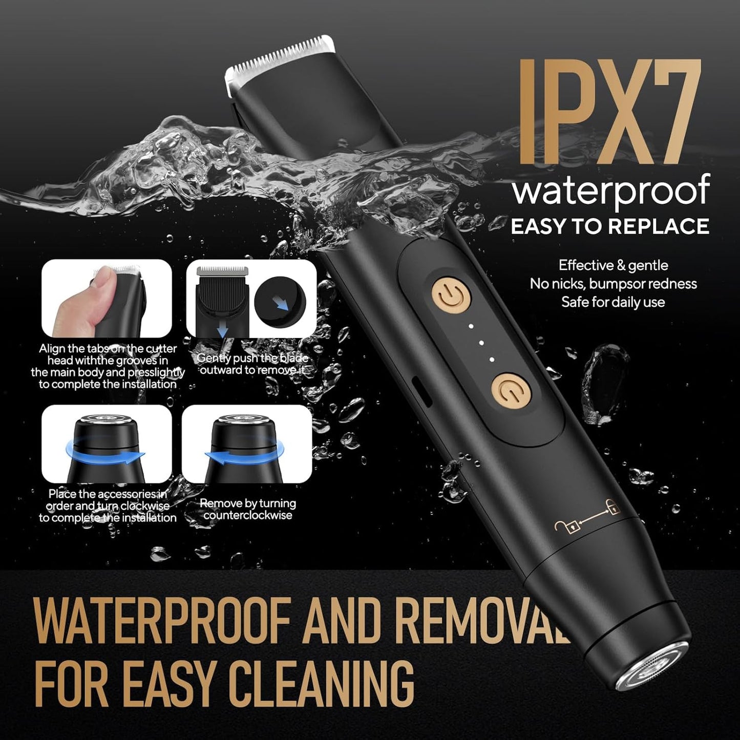 All in 1 Groin & Body Hair Trimmer for Men Bikini Trimmer Women Electric Ball Pu