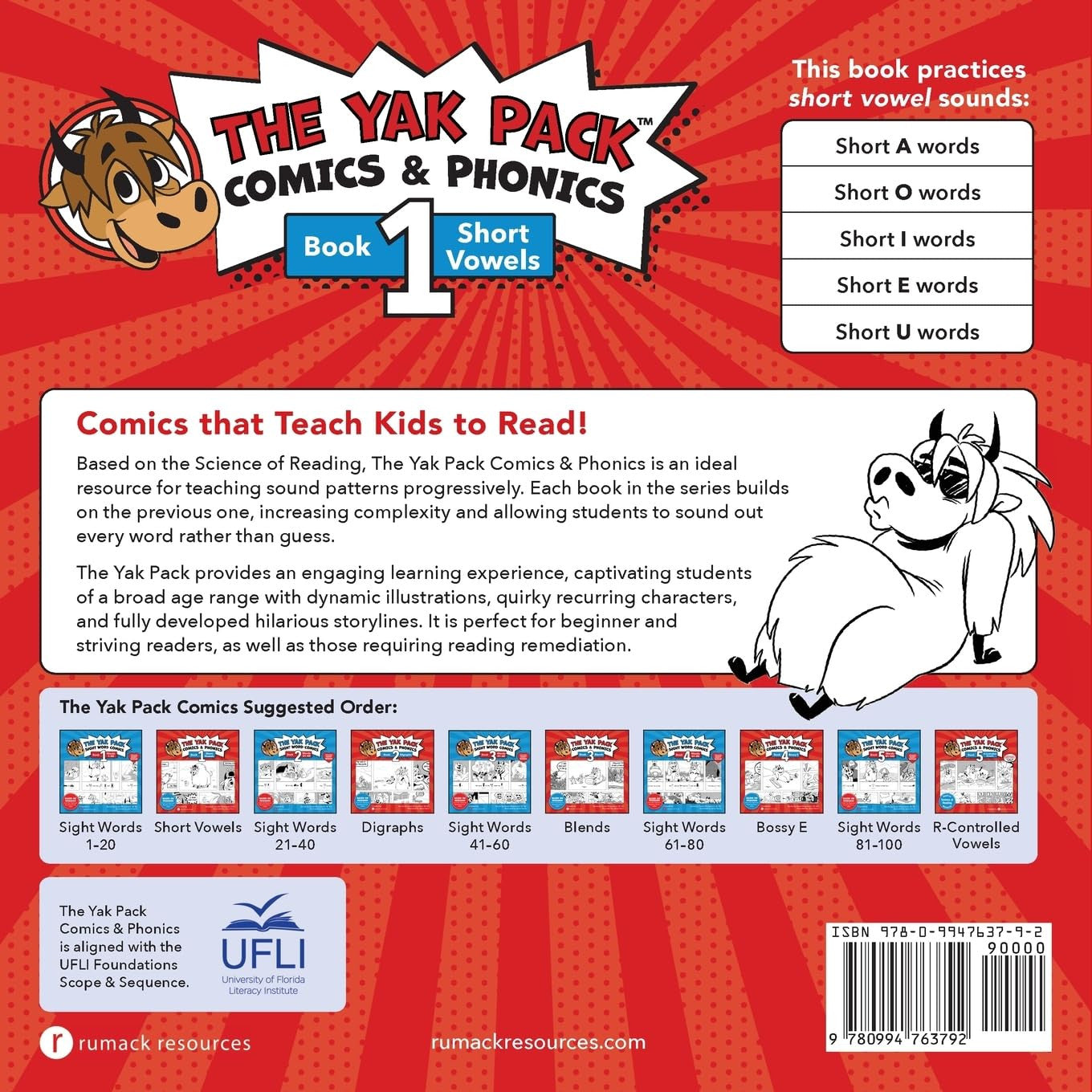 The Yak Pack: Comics & Phonics: Book 1: Learn to Read Decodable Short Vowel Word
