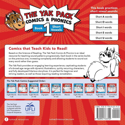 The Yak Pack: Comics & Phonics: Book 1: Learn to Read Decodable Short Vowel Word