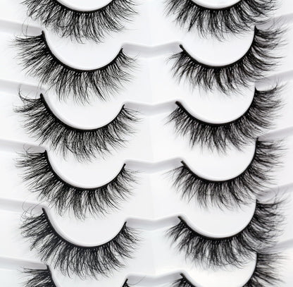 Natural False Eyelashes Cat Eye Look Wispy Clusters 8D Volume Fake Eyelashes Fau