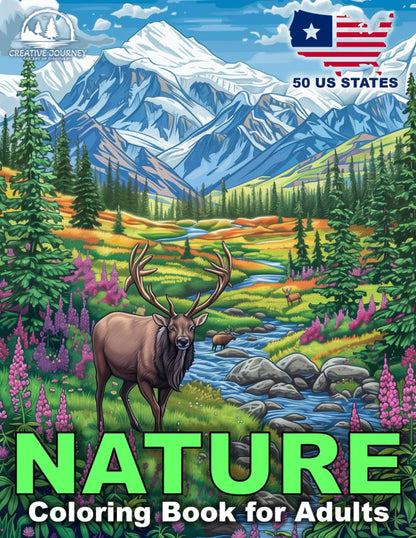 Nature Coloring Book for Adults: Relaxing Landscapes and Beautiful Scenes with A