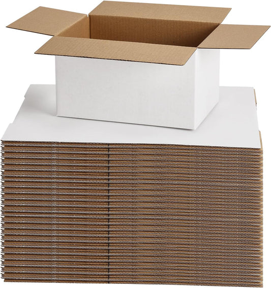 7X5X4 Shipping Boxes for Small Business,40 Pack White Corrugated Cardboard Box f
