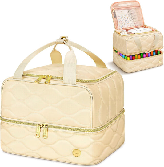 Nail Polish Organizer Case Holds 42+ Bottles (15Ml/0.5 Fl.Oz), 2-Layer Nail Kit