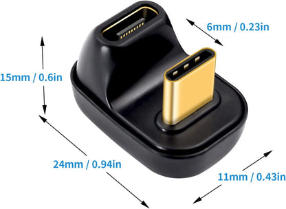 180 Degree USB C Adapter 40Gbps, 100W, 8K@60Hz, USB C Female to Male Extender Ad