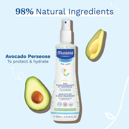 Mustela Baby Hair Styler & Skin Freshener - with Natural Avocado & Chamomile Wat