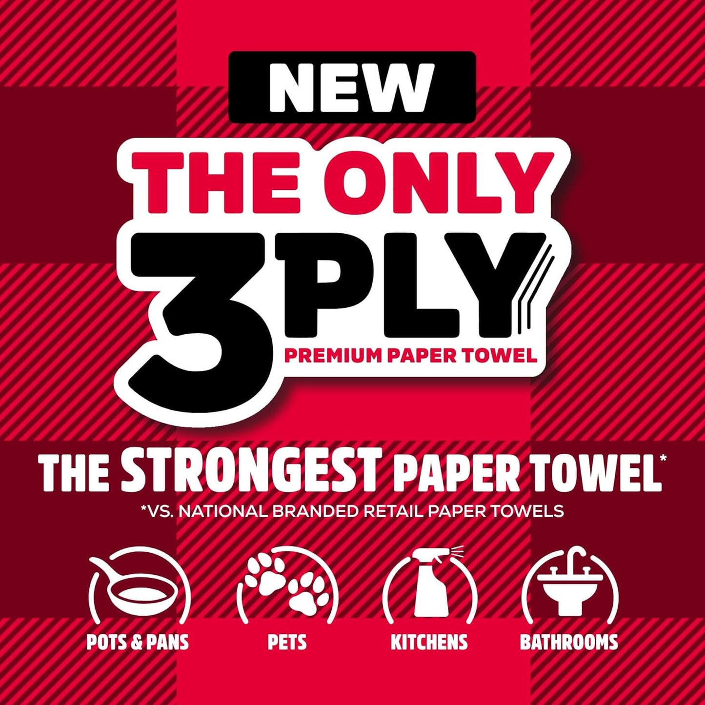 Tear-A-Square 3-Ply Paper Towels, 2 Triple Rolls = 6 Regular Rolls, Strong, Abso