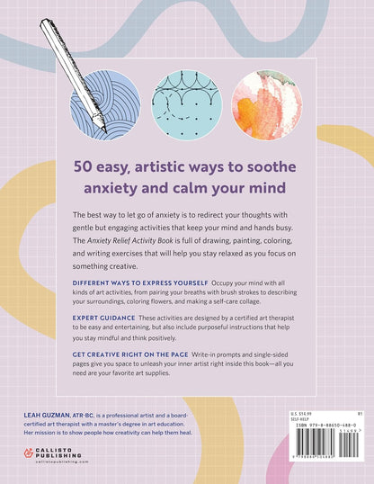 Anxiety Relief Activity Book: 50 Therapist-Designed Art Prompts for Anxiety
