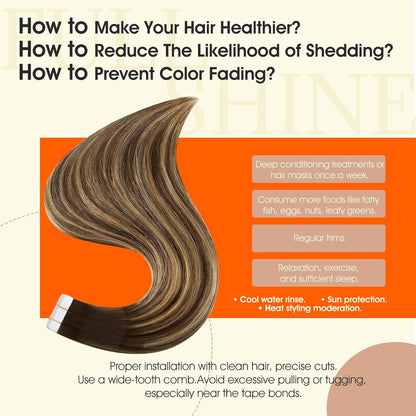 Tape in Hair Extensions Human Hair 14Inch Double Sided Tape in Extensions Medium