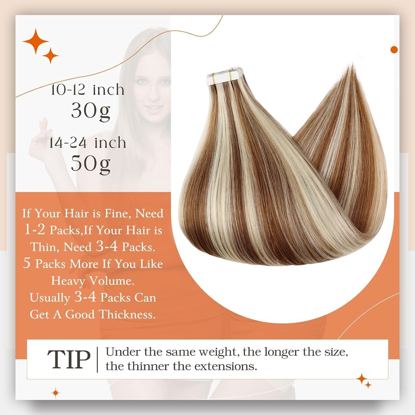 Tape in Extensions Color 330 Copper Brown Highlighted 800 Blonde 12Inch Short Do