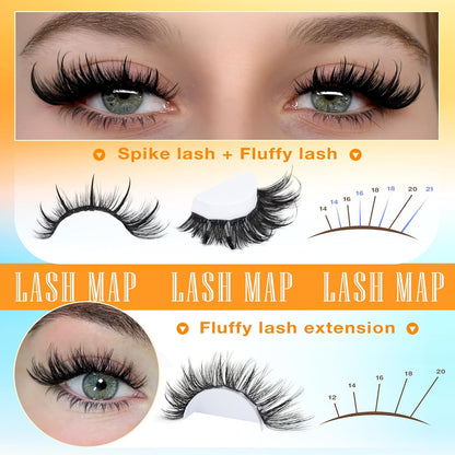 Volume Eyelash Clusters Kit with Spike Lash Cluster Bottom Individual Lash Exten