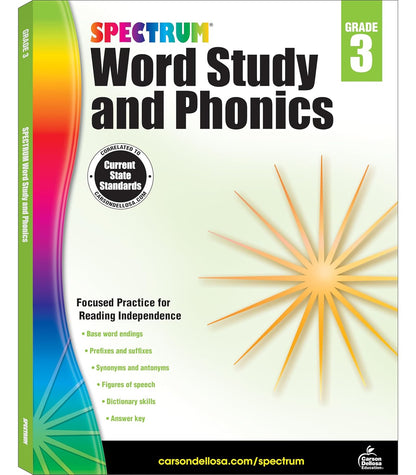 Spectrum Word Study 3Rd Grade Workbook, Ages 8 to 9, Grade 3 Word Study, Phonics