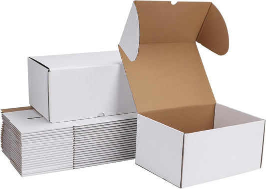 10X7X5 White Shipping Boxes Set of 20, Corrugated Cardboard Mailer Boxes for Pac